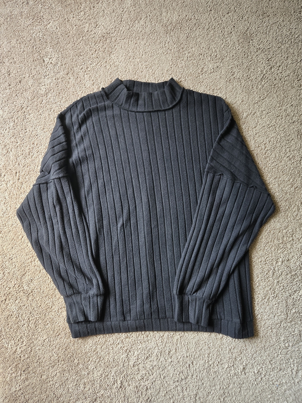 Basic Bae Black Ribbed Mock Neck Top - Size L